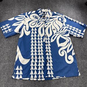 Rix Island Wear Hawaiian Aloha Shirt Blue Floral Men’s XL Made in Hawaii